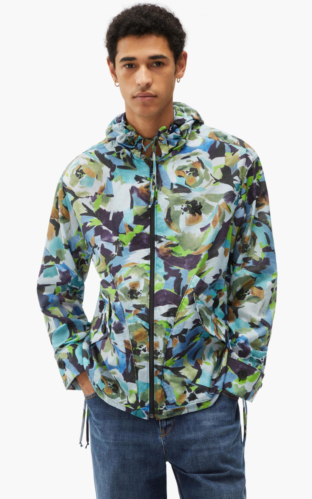 Jaqueta Kenzo Archive Floral with hood Masculino - Azuis | 479BYIPCZ